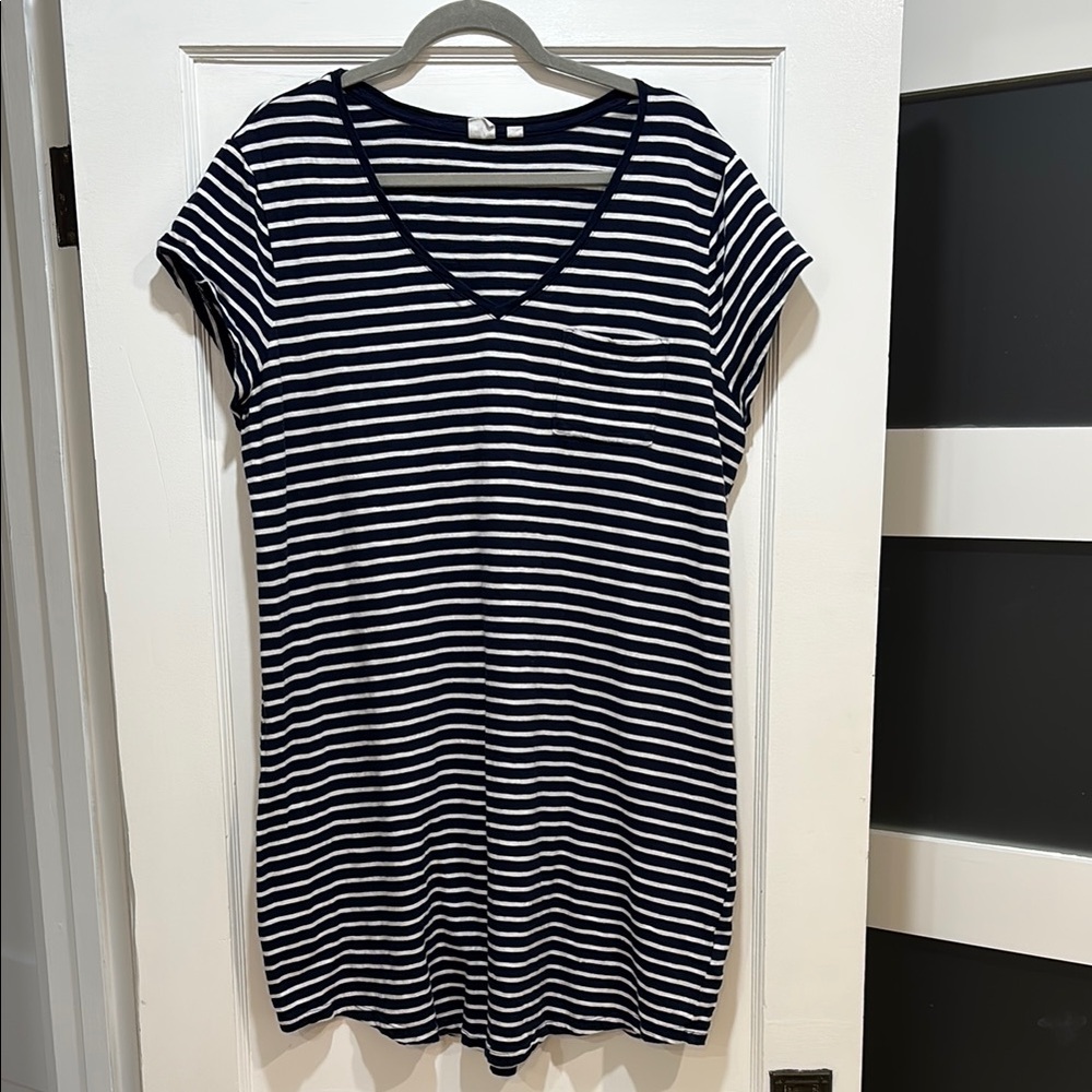 GAP Navy and White Striped Tee dress/tunic. See measurements